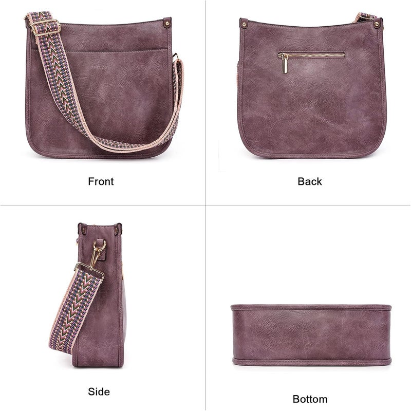 HKCLUF Crossbody Bags for Women Trendy Vegan Leather Hobo Handbags With 2PCS Adjustable Guitar Strap Shoulder Bucket Bags - Image 2